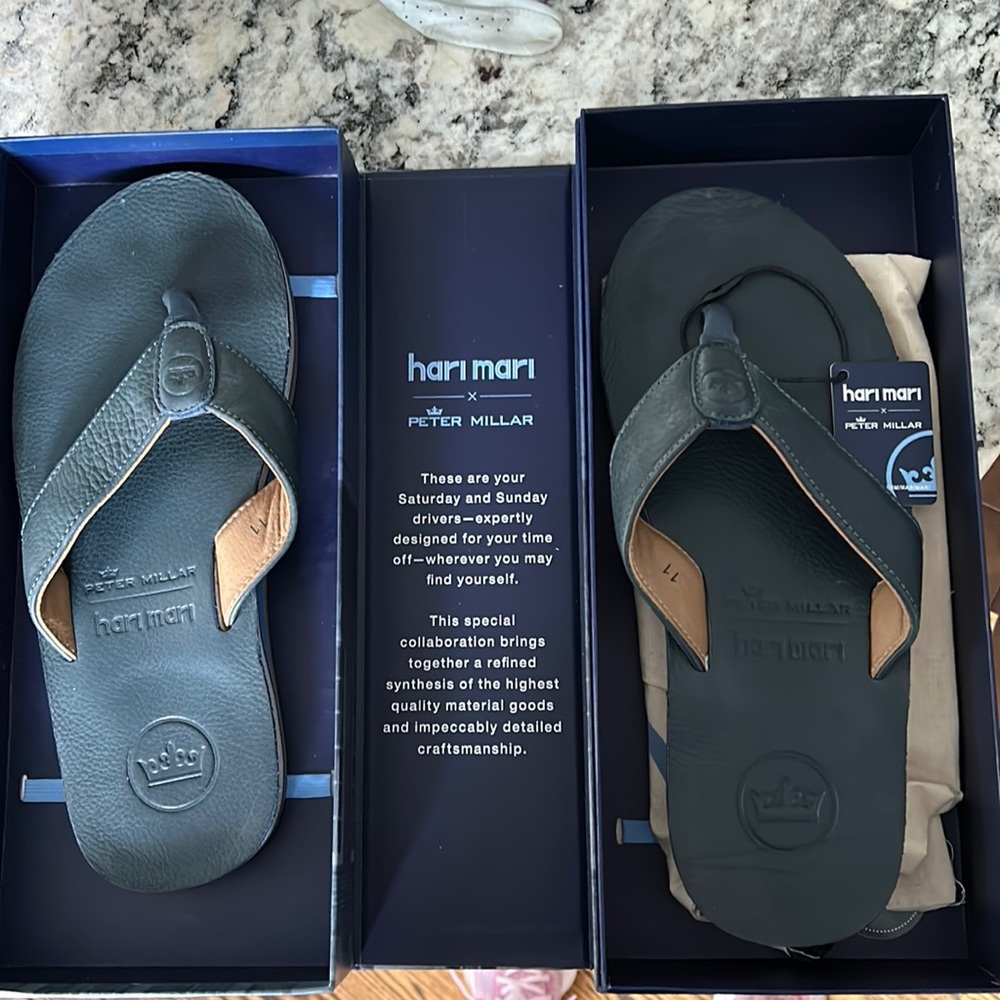 Peter Millar X Hari Mari Men’s flip flops Size 11 worn around house once Navy